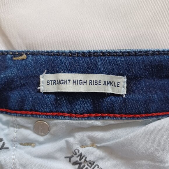 Tommy Jeans Straight Highrise Ankle Dark Wash Stretch Raw Hem Size 12 Size 31 - Picture 8 of 12